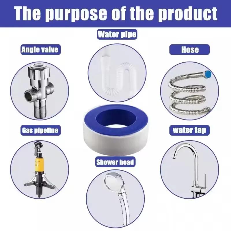 5PCS PTFE Thread Sealing Pipe Tape Gas Water Tape 10 Meters Waterproof Engineering Dedicated Duct Tap Evacuum Seal Roll