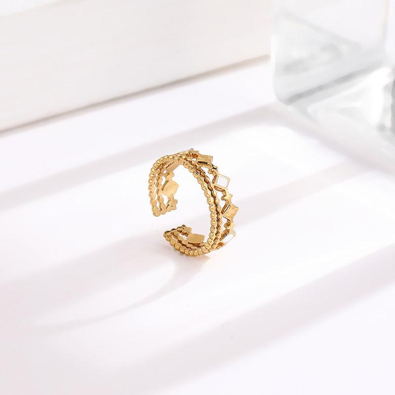 Simple Temperament Diamond-shaped Opening Adjustable Titanium Steel Ring Women's Versatile Light Luxury Trendy Accessory