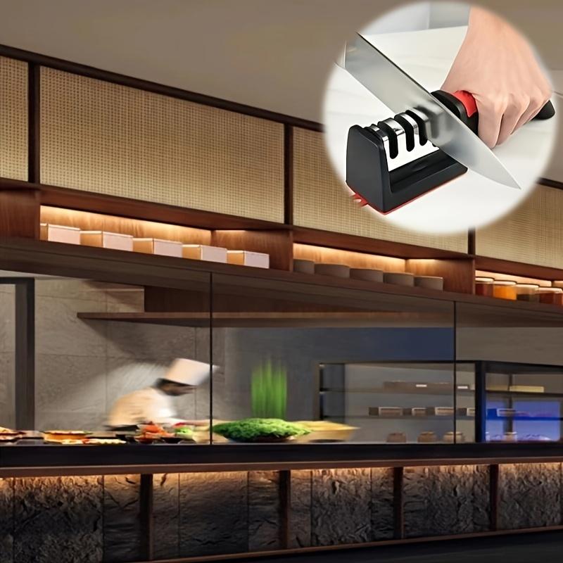 Ascuțitor de cuțite cu precizie supremă în 4 trepte - Diamant de tungsten și sistem de șlefuire din ceramică cu tehnologie Whetstone - Corp durabil din PP și TPR pentru siguranță