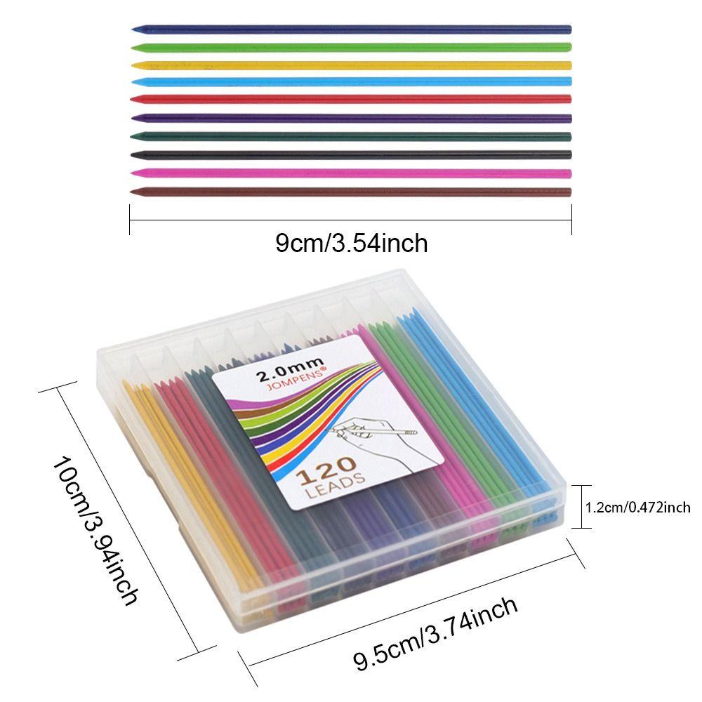 120pcs 10 Colors Mechanical Pencil Refills Large Capacity Propelling Pencil Replacement Refill