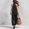 2026 Spring New Solid Color V-neck Waist-Cinching Ruffle Off-Shoulder Elegant Women's Casual Suit