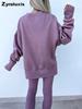 New Spring Outwear Women's Fashion Loose Fit Leggings Set with Oversized Sweatshirt Two Piece Outfit
