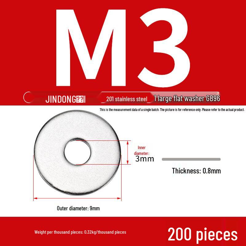 Stainless Steel 304/201/316 Oversized Thick Flat Washer Gasket Screw Washer GB97/GB96