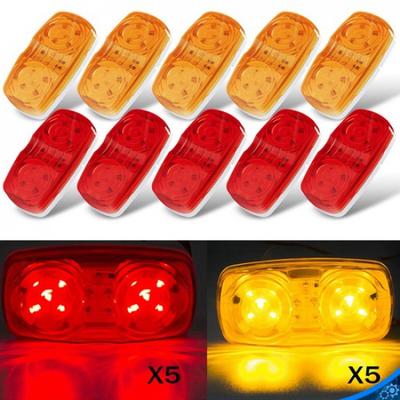 10 X Red/Amber Trailer LED Marker Light Double Bullseye 10 Diodes Clearance Lamp
