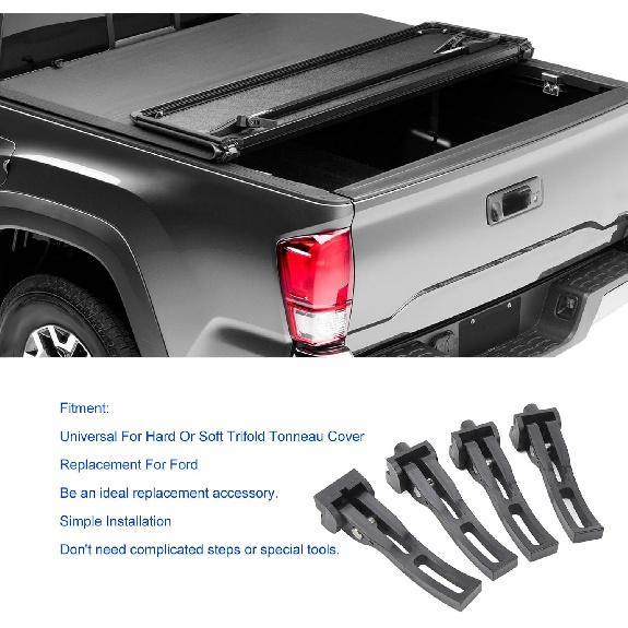 Trifold Tonneau Cover Clamps, 4-Piece Replacement Clamp Set for Hard and Soft Folding Truck Bed Covers