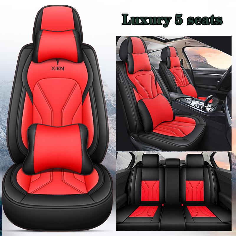 Nappa Leather Car Seat Covers Waterproof Auto Seat Protectors Full Set Universal Accessories Fit for Most Sedans SUV Truck