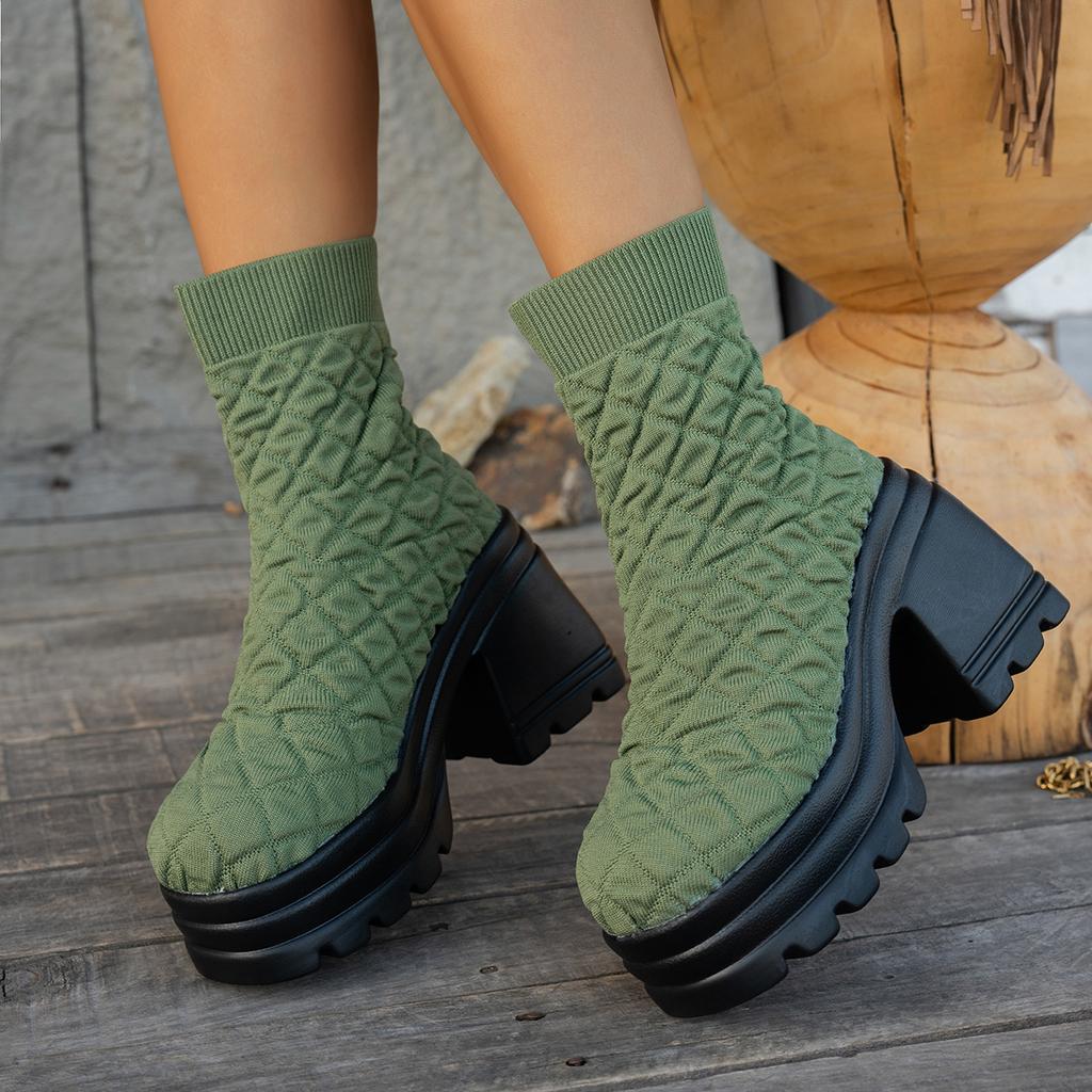 Women Ankle Boots Outdoor Luxury Comfortable Shoes Sexy Leather High Heels Boots Women Fashion Platform Shoes Women Solid Pumps