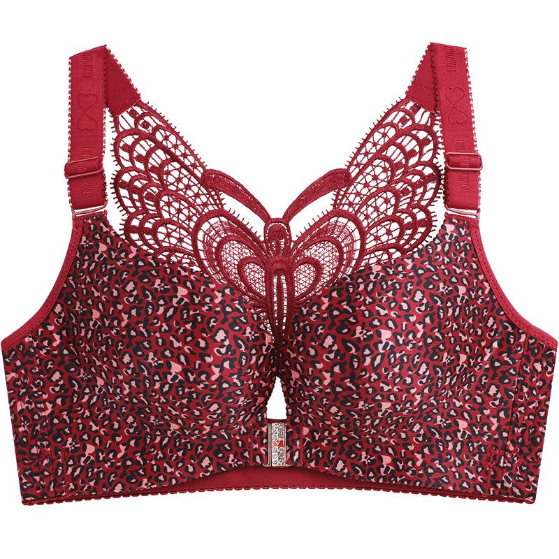 Front Buckle Plus Size Bra Fat MM Large Cup Seamless Gathered Adjustable Butterfly Beauty Backlit Sexy Underwear