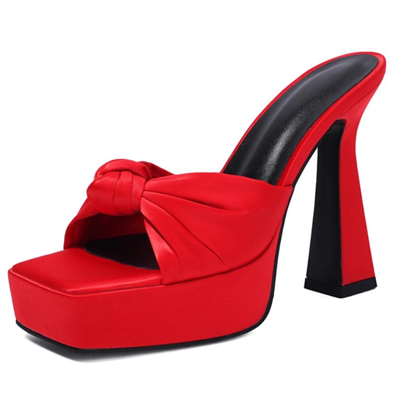 Sexy Women's Slippers Rose Green White Red Gold High Heels Platform Mules Summer Shoes 2025 Outdoor Slide Ladies Sandals Brand