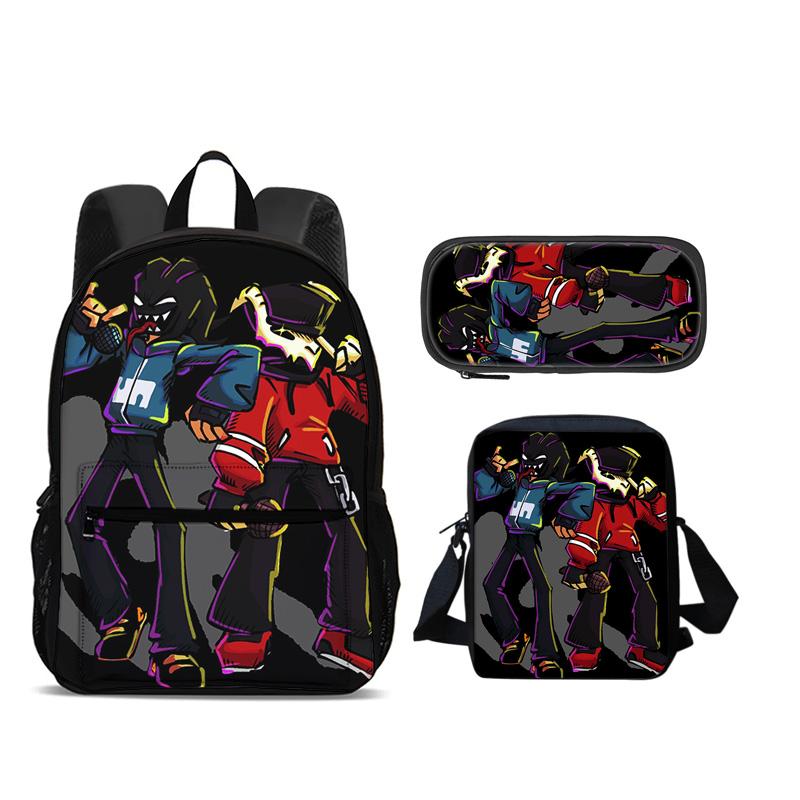 Friday Night Funkin Backpack Pen Bag Shoulder Bag 3pcs Set Versatile Large Capacity Boy and Girl School Birthday Best Gift