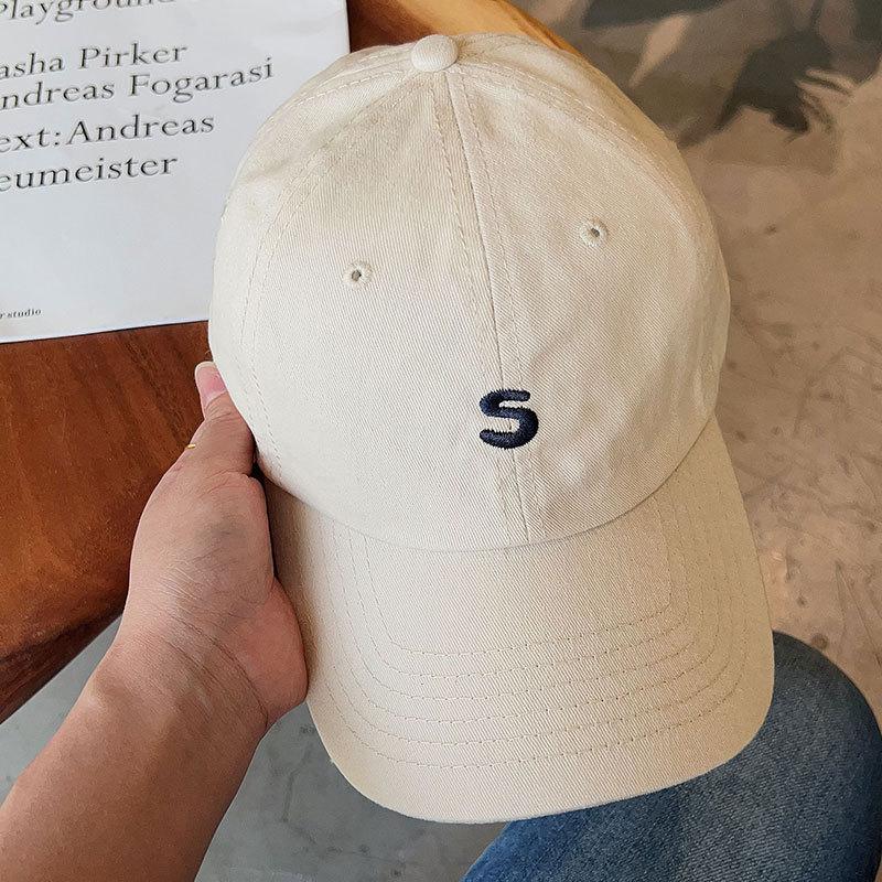 S Letter Embroidery Baseball Caps for Women Solid Color Simple Snapback Hats Lady Girl Outdoor Sunscreen Peaked Hats