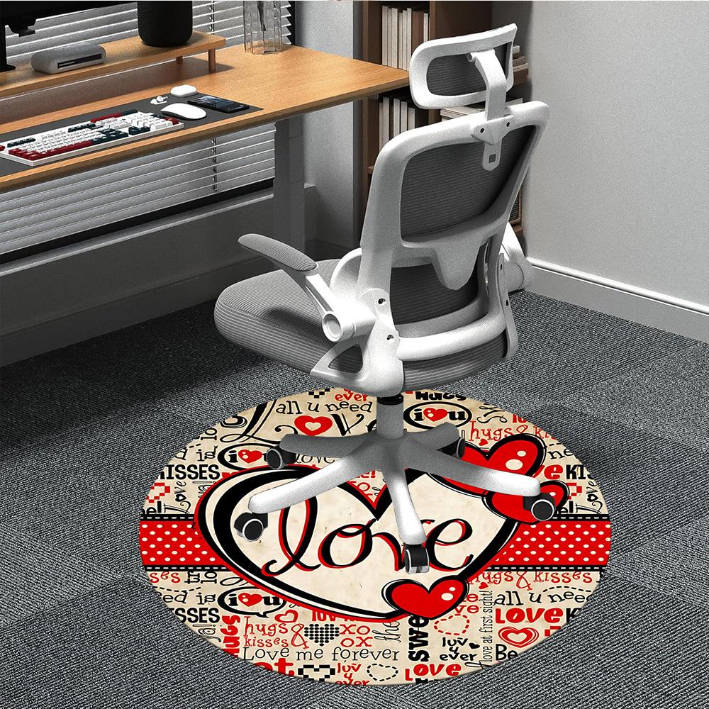 1pc Love Hearts Decor Carpet for Office Non-Slip, Round Carpet, Soft & Comfortable, Carpet for Office, Lightweight Round Floor Mat yy251226076