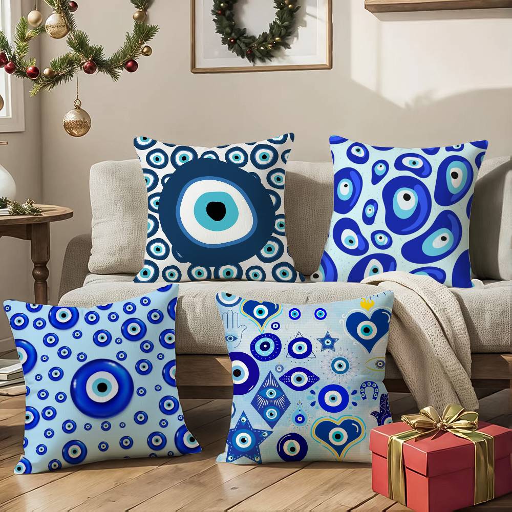 Classic Prank Evil Eyes Pillow Case Comfort Sofa Bed Silky Elegant Invisible Zipper Decorative Cushion Cover