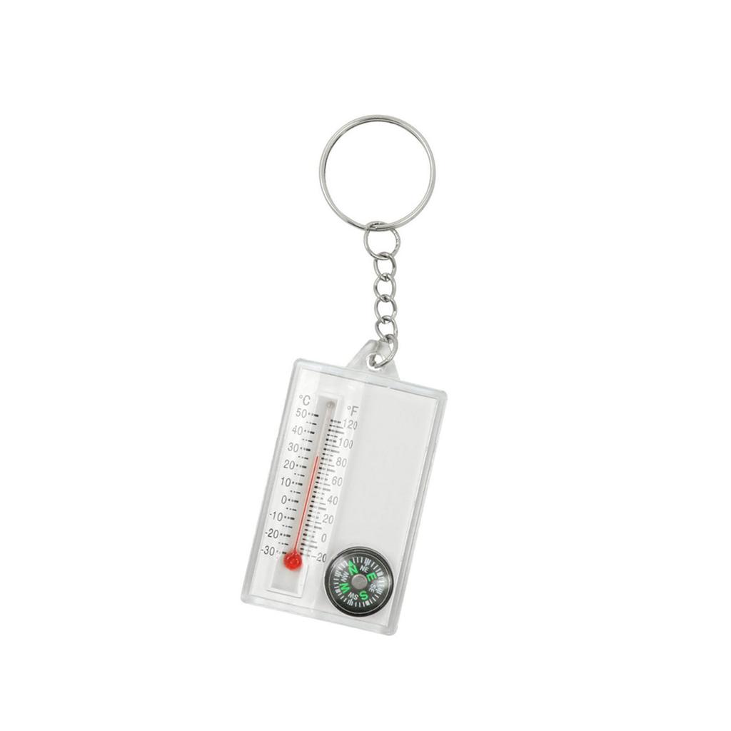 Portable Small Keychain Thermometer Compass Outdoor Mountaineering Buckle Compass Pointer for Wilderness Exploration