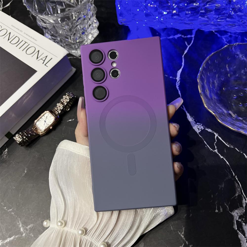 Magnetic Wireless Charge Gradient Case For Samsung Galaxy S25 S24 S23 S22 S21 S20 Plus Ultra For Magsafe Liquid Silicone Cover