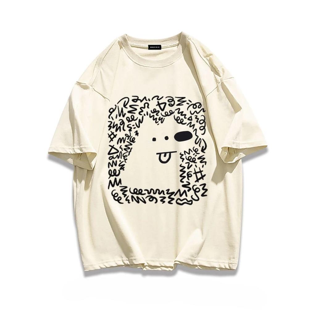 Sense Dog Printed Shortsleeved Tshirt Street American Yk Design Women Summer Short Sleeve Top Women Clothes