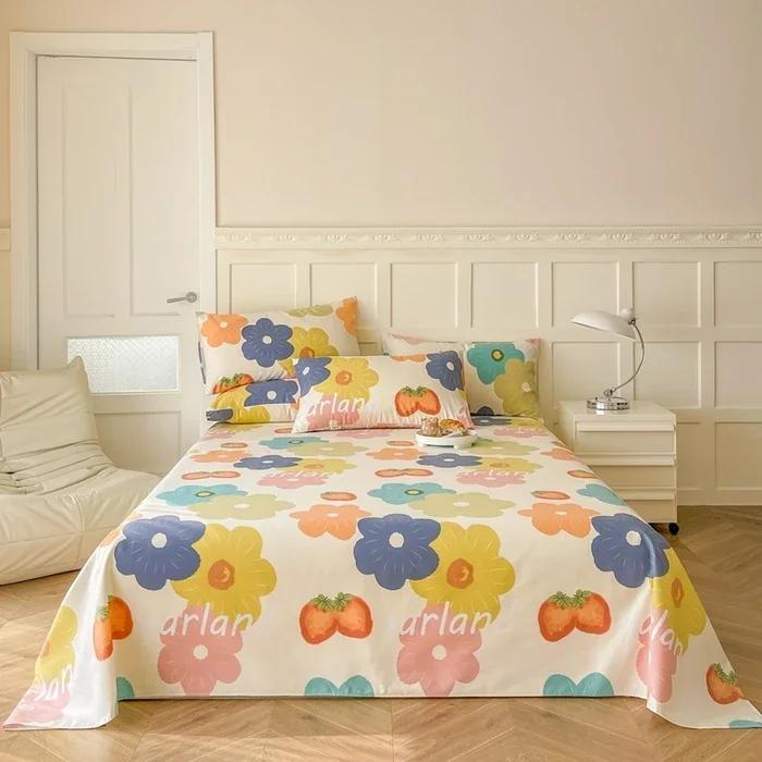 Creative Ethnic Flower Bed Sheet Set 3Pcs Cotton Thickened Bed Sheets Pillowcases Luxury Nordic Queen King Size Bedding Set