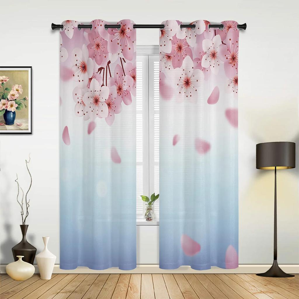 Pink Peach Blossom Flower Curtains for Bedroom Living Room Drapes Kitchen Children's Room Window Curtain Modern Home Decor