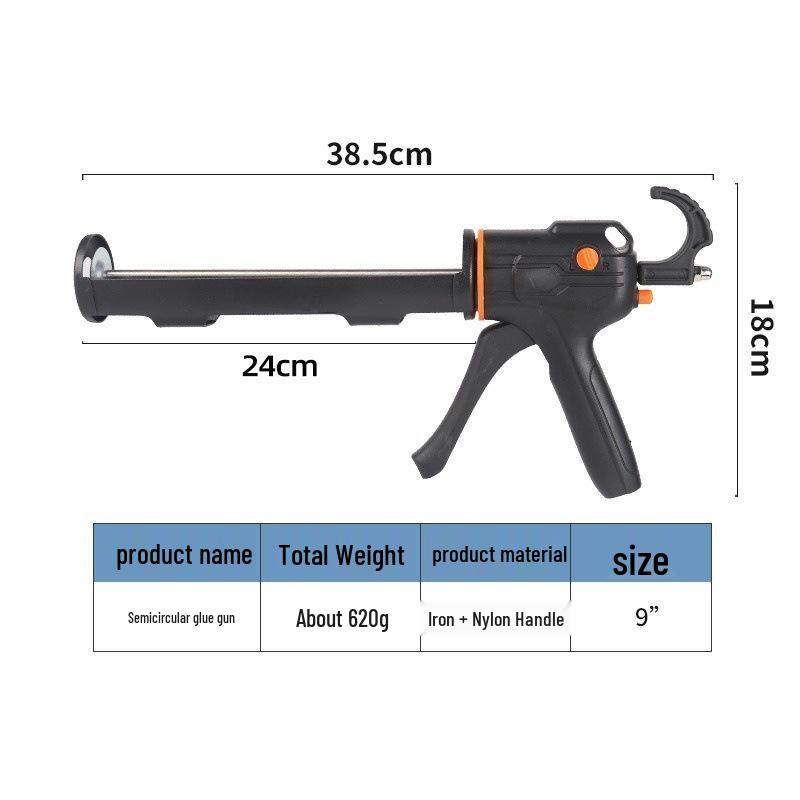9/15 Inch Industrial Stainless Steel Dual-Use Rotating Glass Soft Sealant Gun