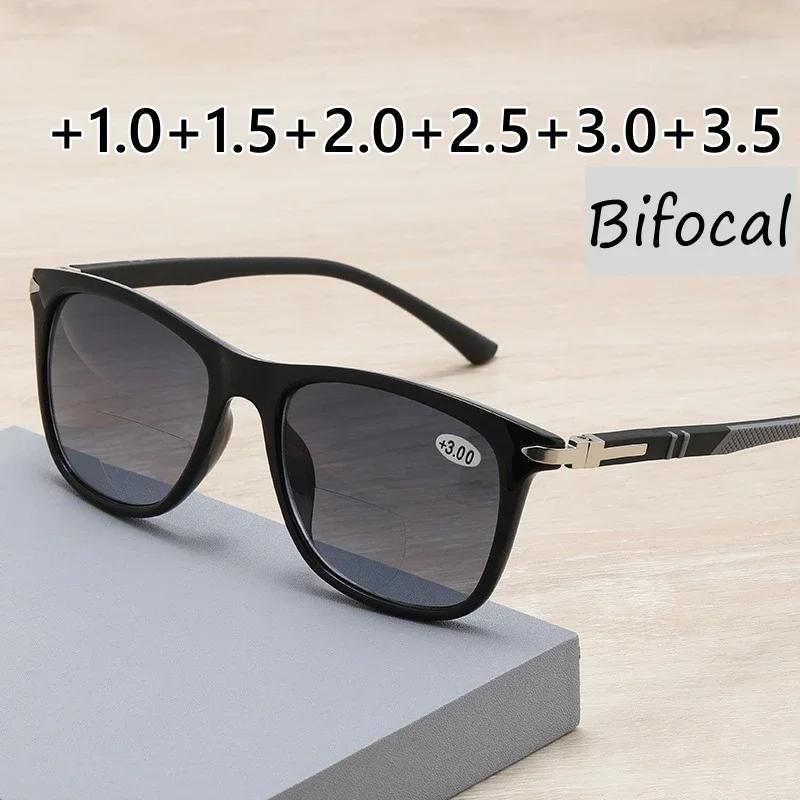Unisex Bifocal Reading Glasses Classic Square Lens Presbyopia Near and Far Eyewear Vintage UV Shades Sports Sunglasses +3.5
