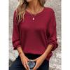 BITCED Women's Fashion Casual Solid Color Print Long Sleeve O-Neck Blouses & Shirts