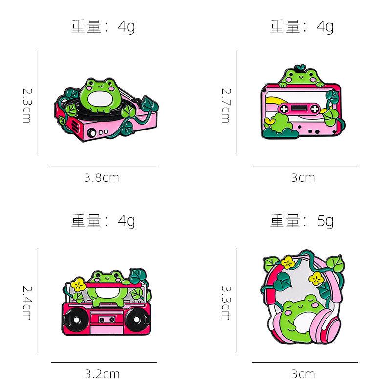 Original Cartoon Enamel Metal Brooch Cute Pink Music Theme Frog Lapel Pin for Clothes Backpack Decoration Fashion Badge Accessory