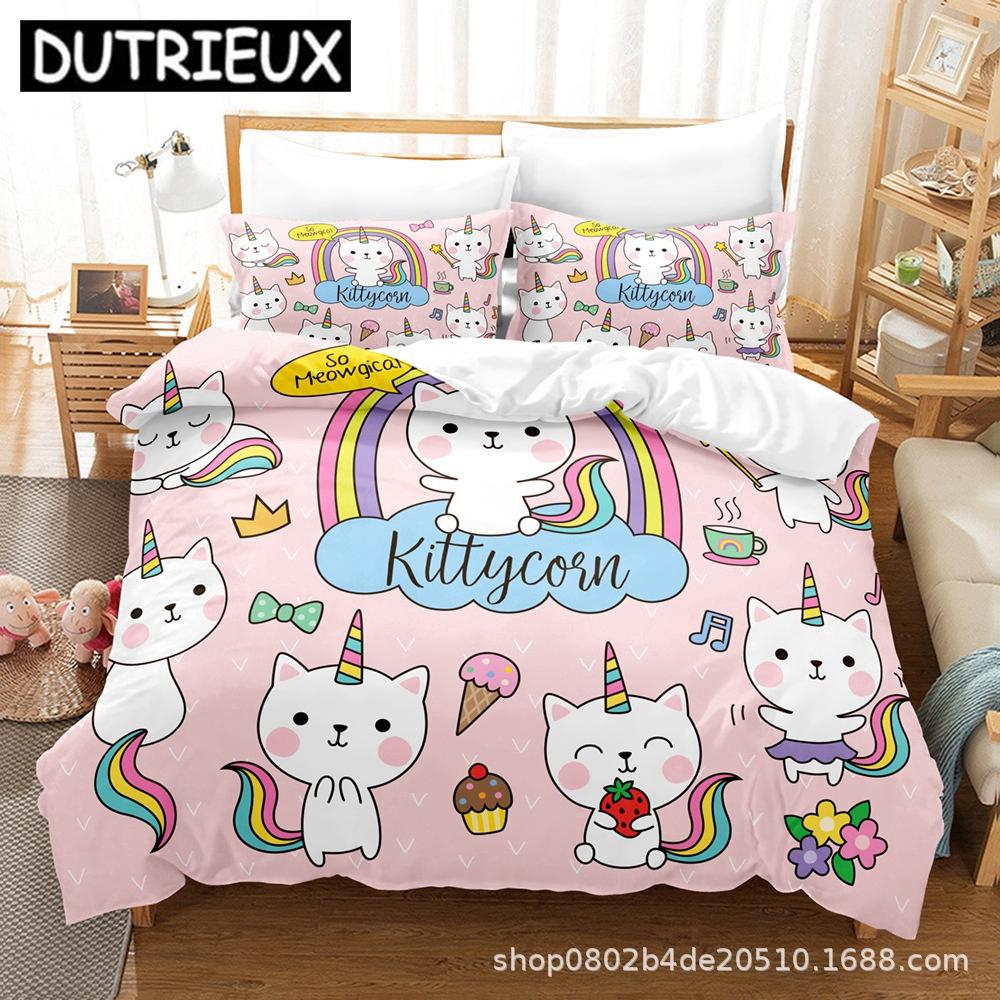 Cartoon Unicorn Bedding Set 3D Printed Colorful Rainbow Unicorn Queen King Twin Full For Girl Kids Home Textile Duvet Cover