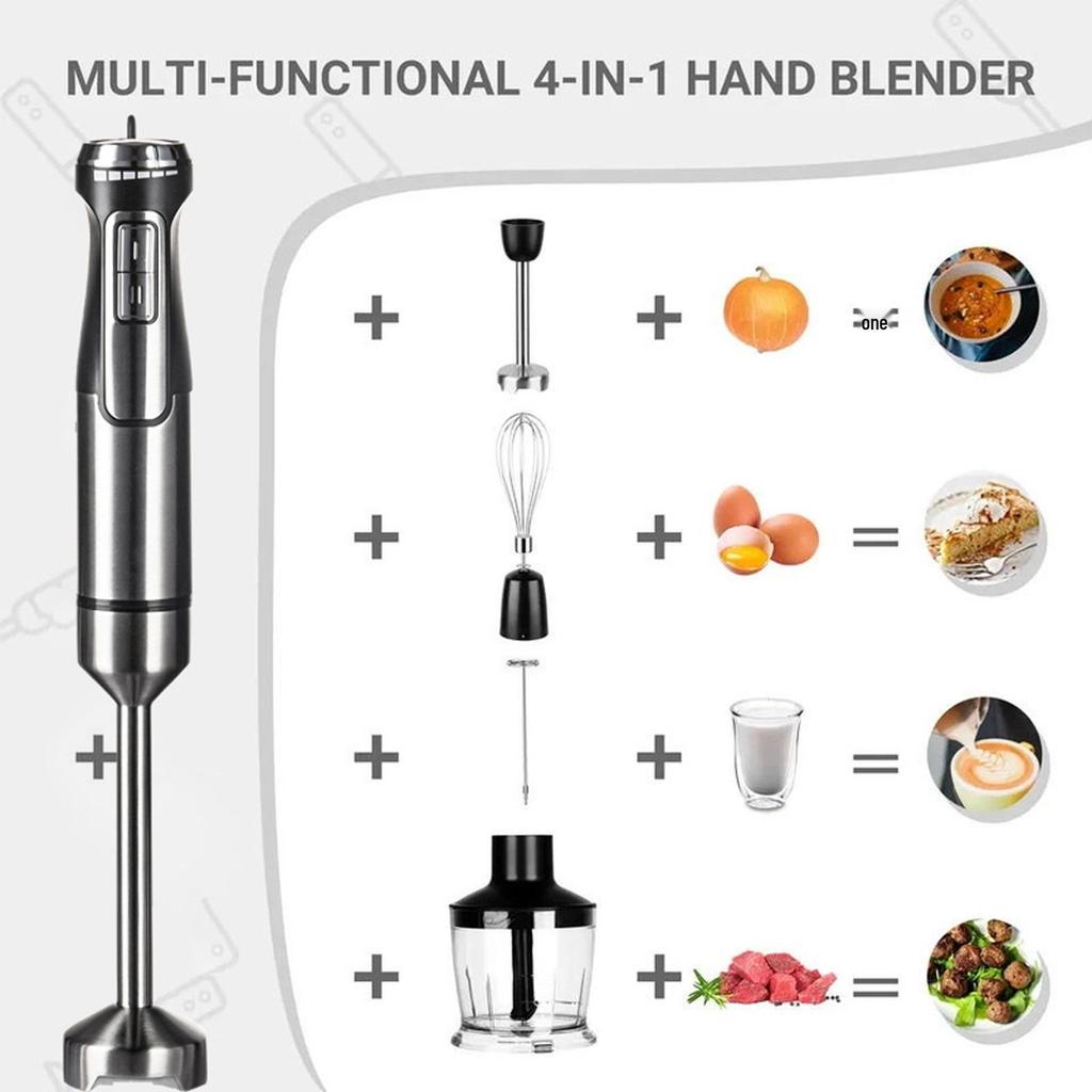 5-in-1 Handheld Electric Blender: 1600W Multi-Functional Food Processor & Baby Food Maker with Egg Beater