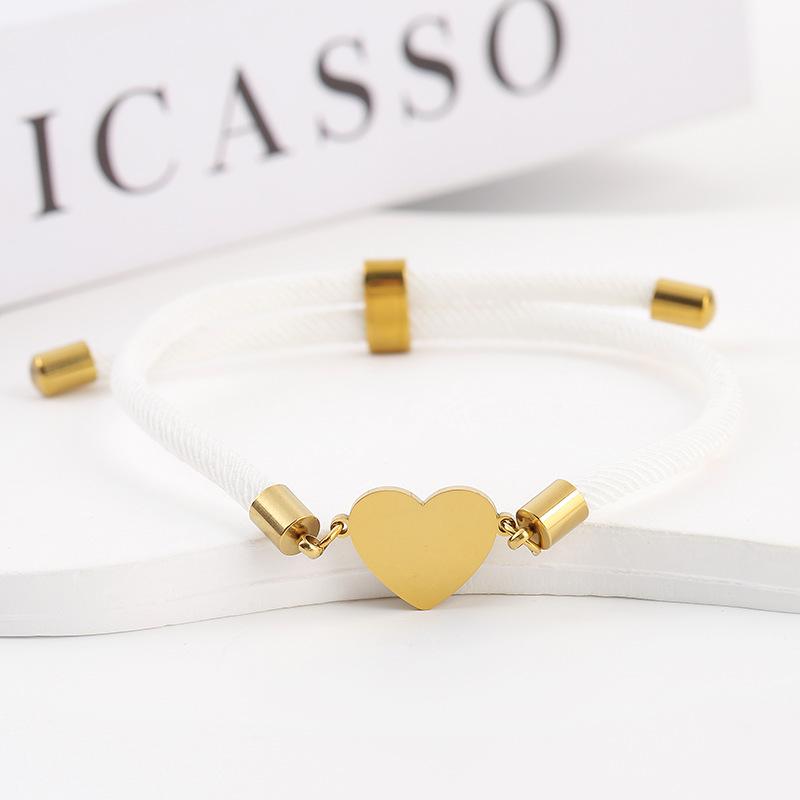 15mm Heart-Shaped Adjustable Stainless Steel Multi-Color Milan Rope Bracelet with Blank UV Laser Printing Surface
