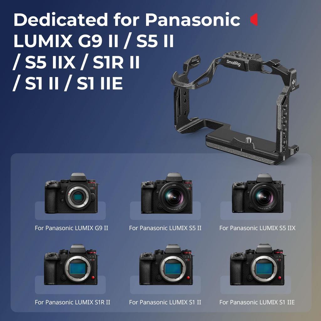 SmallRig Black Mamba Camera Cage for Panasonic G9 II S5 II S5 IIX S1R II S1 II S1 IIE with Quick Release Cold Shoe Strap and Threads / / / / /