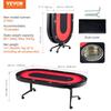 10 Player Foldable Poker Table, Blackjack Texas Holdem Poker Table with Padded Rails and Stainless Steel Cup Holders, Portable Folding Card Board Game