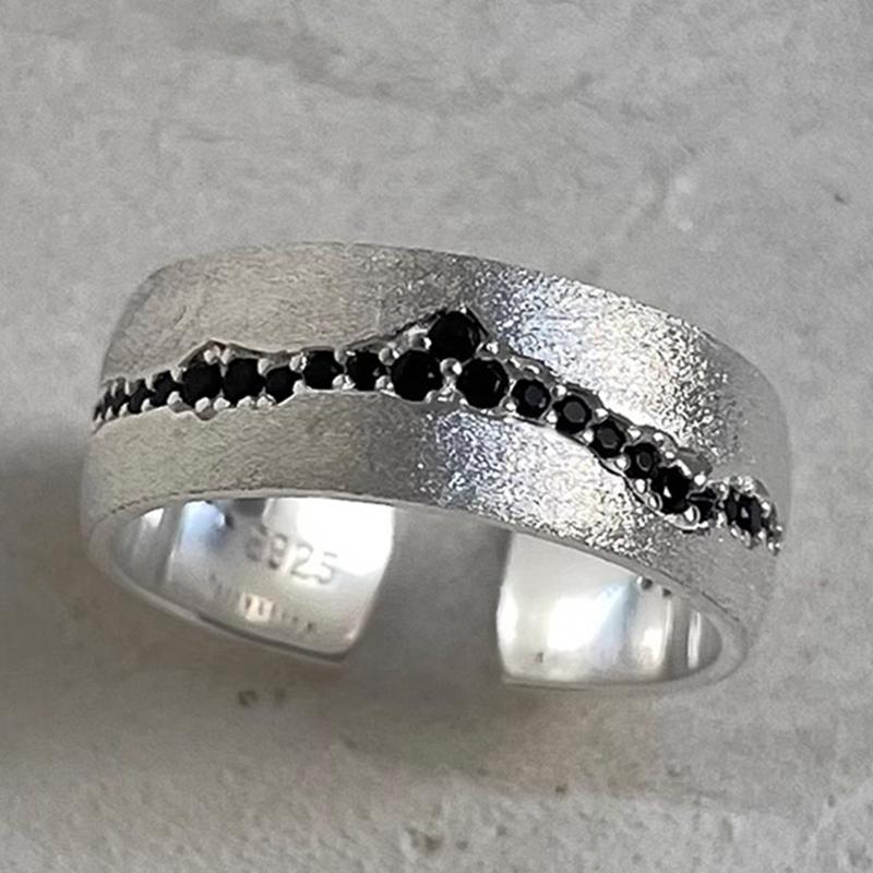 PANJBJ Real 925 Silver Retro Round Ring For 2 Rigns Women Chain Vintage Fine Jewelry Minimalist Accessories Gift