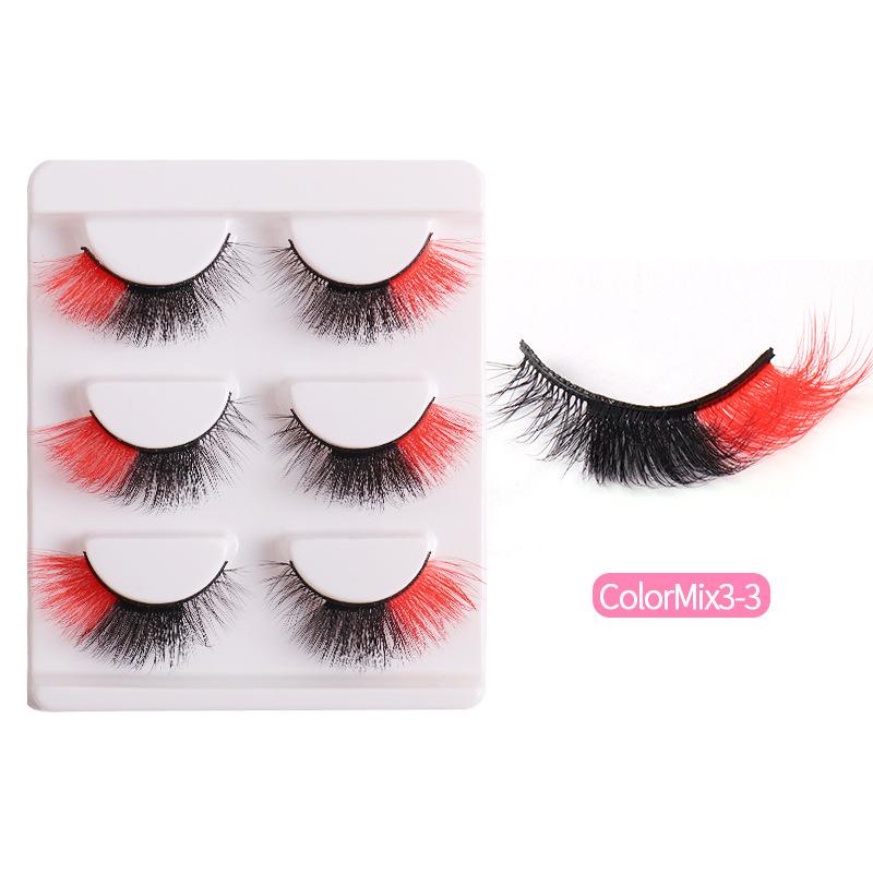 High Imitation Color Fried Hair Mink Hair False Eyelashes Grafted Eyelashes Dense Curled Eyelashes