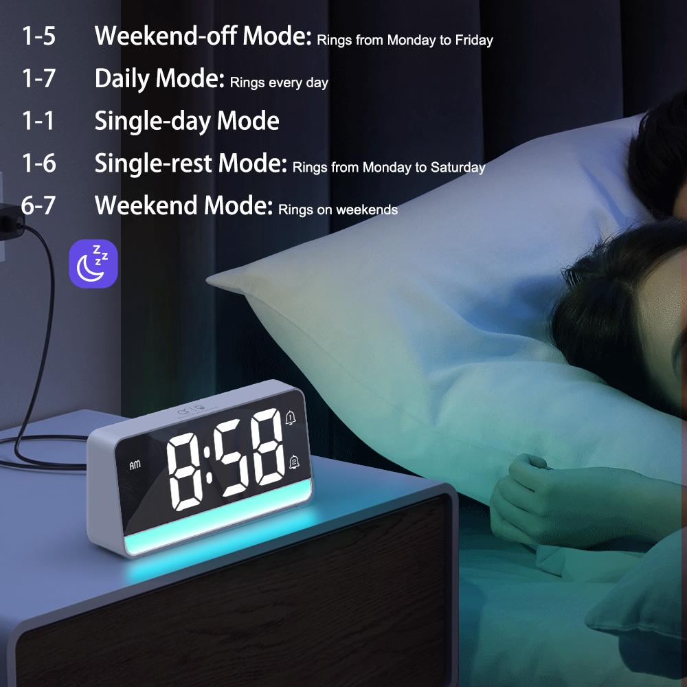 LED Digital Alarm Clock with Color Changing Night Light Easy Read Display for Bedroom Kitchen Office Home Décor