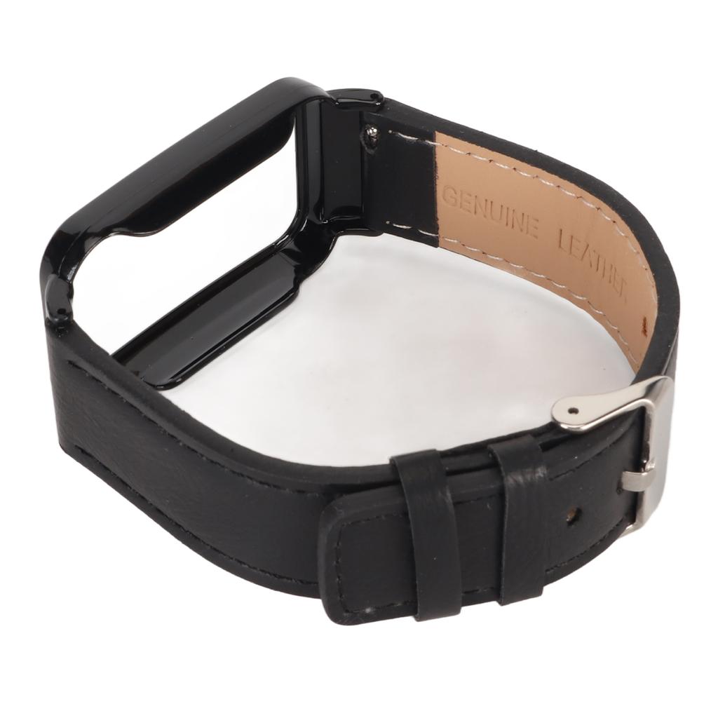 PU Leather Watch Band Waterproof Replacement Watch Wristband with Black Stainless Steel Case for   Band 7 Pro