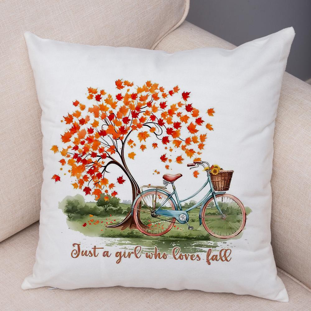 Happy Harvest Season Pillowcase Double Print Fall In The Air Cushion Cover Soft Plush I Love Autumn Pillowcase for Sofa Home Car
