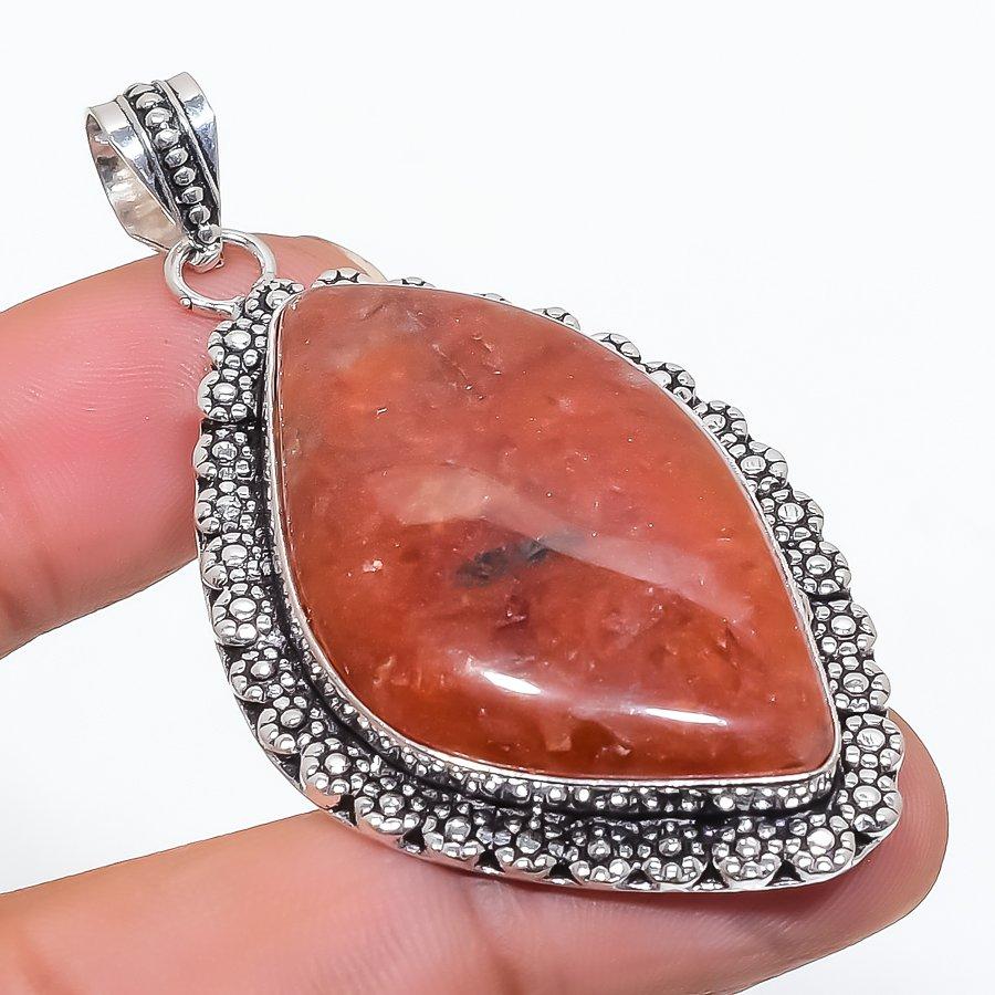 

Strawberry Quartz Gemstone 925 Steling Silver Jewelry Pendant 2.36 SU-9662