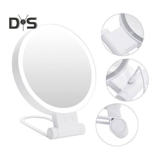 LED osvětlené make-up zrcátko 5/10/20/30X zvětšovací oboustranné kosmetické zrcátko se světlem USB dobíjecí Nastavitelný jas Přenosné cestování