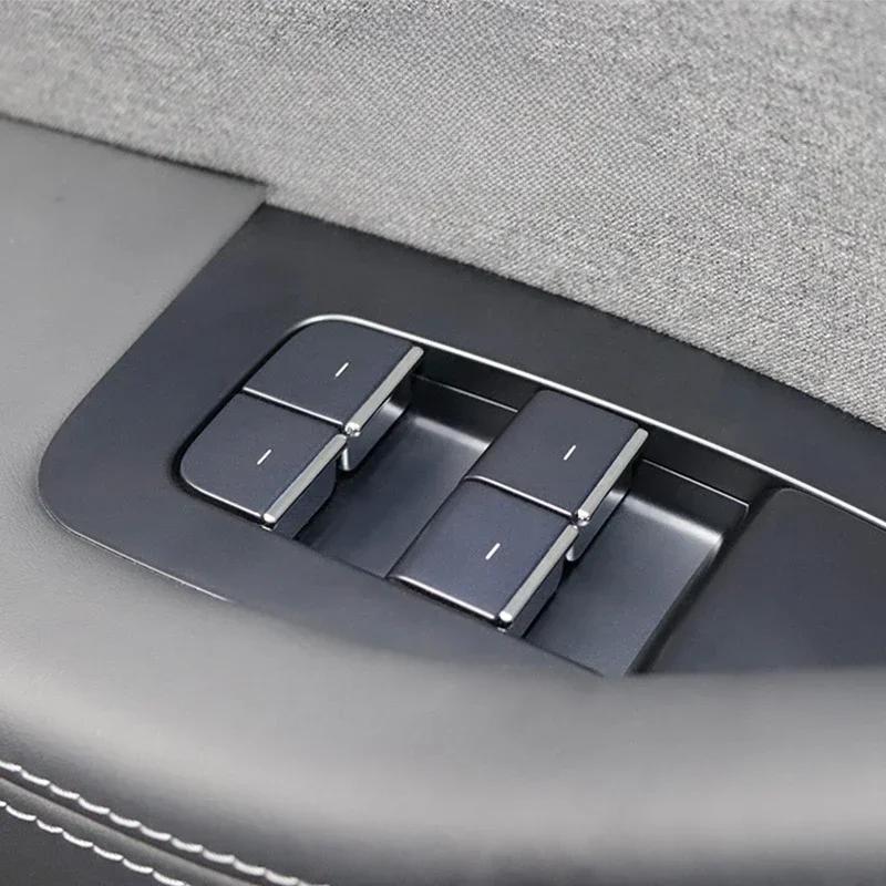 Kryt tlačítka spínače okna Nálepka na tlačítko stahování okna Ozdobná lišta pro Tesla Model Y/3/3+ Highland 2026 ABS Chromové autodoplňky 7ks