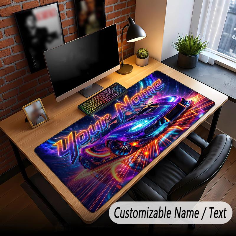 Neon Abstract Theme Custom Mouse Pad Personalized With Name Text Customized Desk Mat For Office Home Decor