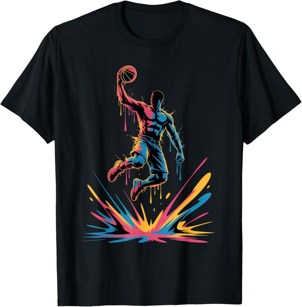 Basketball Dunk Splash Graphic Print T-shirt