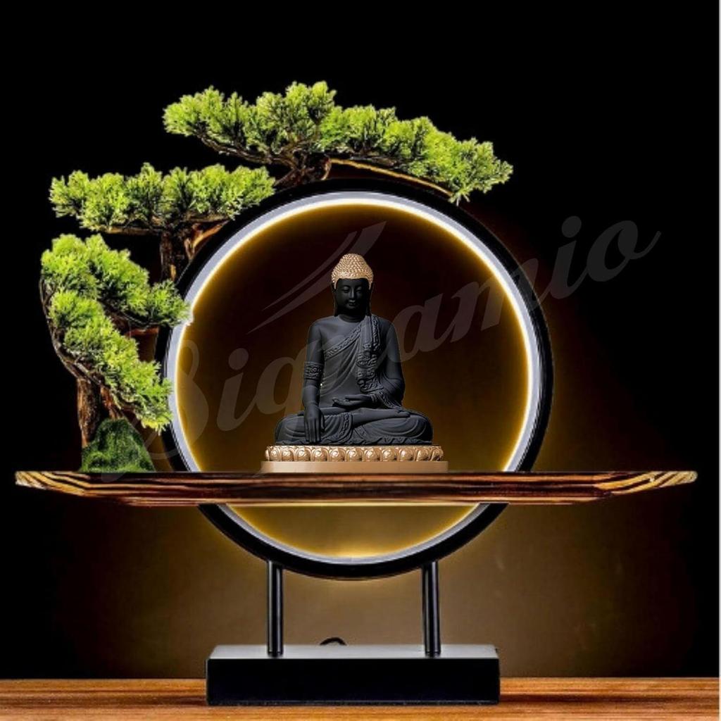 Murti de Bouddha Gautama Noir - Parfait Idole de Dieu pour Tableau de Bord de Voiture et Petite Statue de Bouddha pour Décoration Intérieure, Articles Cadeaux,