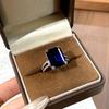 New Rectangle Cultivated Gemstone Live Adjustable Ring Versatile Geometric Design Wear Decorative Ring