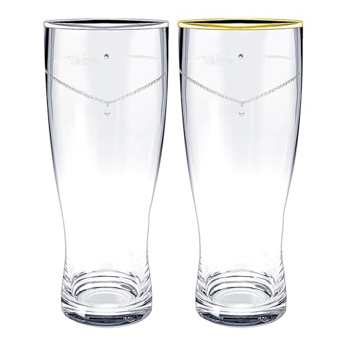 

Lala Christie Platinum and Gold Rimmed Solitaire Beer Glasses, 410ml, Pair, Lh-84-0004p-s