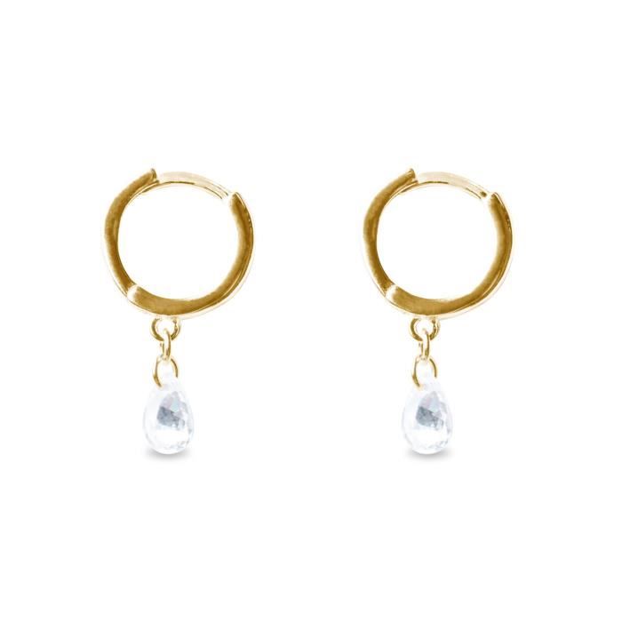 Boucles D'oreilles Arinor Argent 925 Plaqué Or Jaune 18 Carats