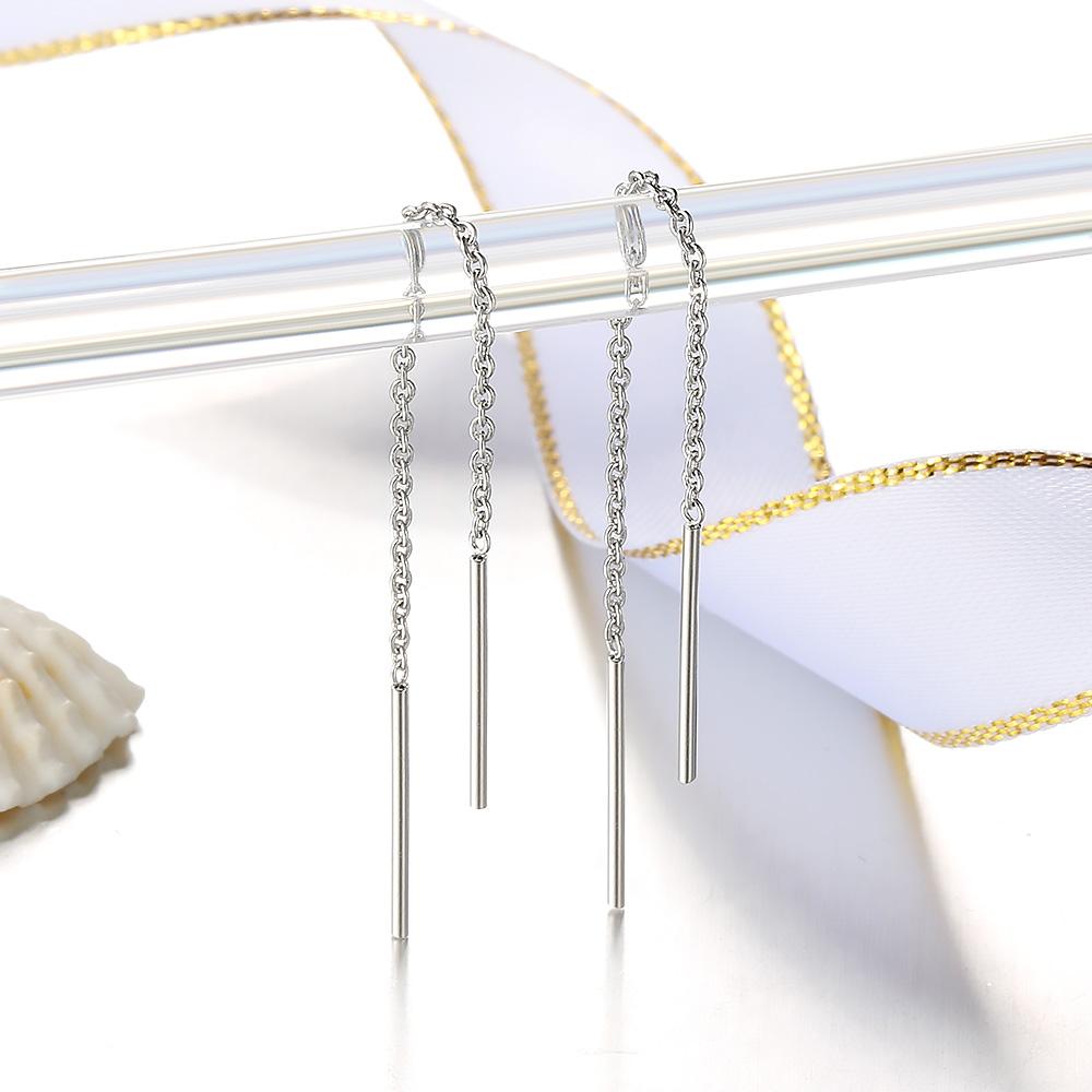 

ZHOUYANG Ear Line For Women Simple Style Long Straight Needle Rose Gold Color & Silver Color Jewelry Fashion Jewelry E789 E790