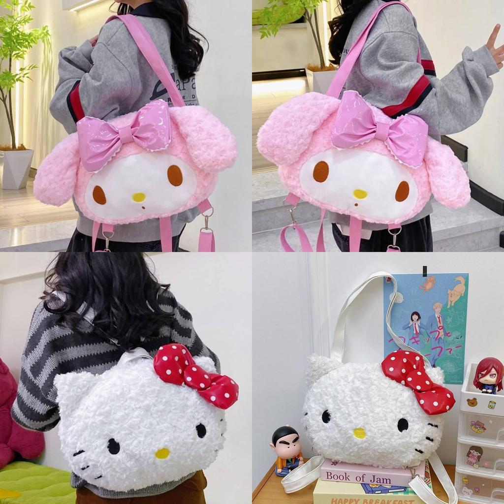 My Melody Girls Plush Backpack With Large Capacity For School And Daily Use