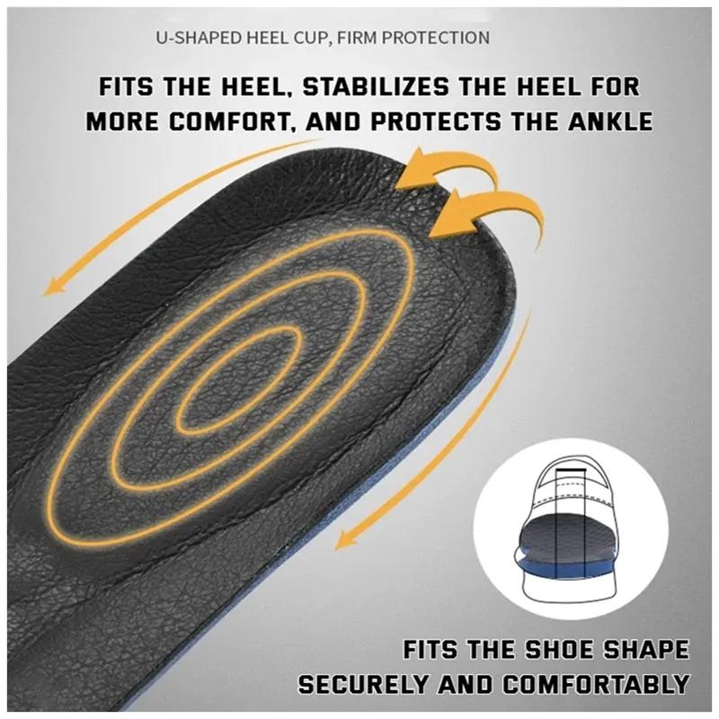 Genuine Leather Insoles for Men and Women, Breathable, Sweat-Absorbing, Deodorizing, Cushioned Shoe Inserts for Sneakers, Boots, and Casual Shoes