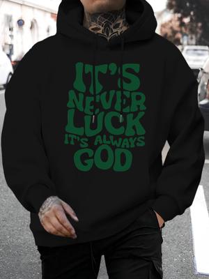 Unisex New Style  "God" Letter Print Casual Sweatshirt, Fashionable Drawstring Hoodie, Autumn/Winter Top, Comfortable and Versatile Long-Sleeve Hooded