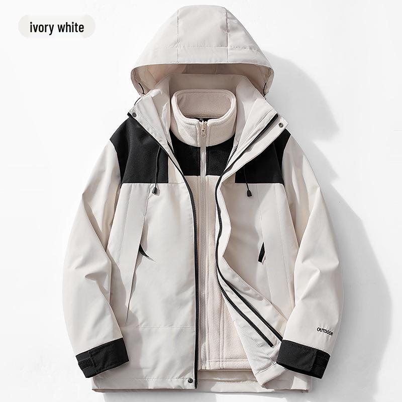 Women's Windproof Waterproof 3-in-1 Fleece-Lined Mountaineering Suit, Thickened Warm Two-Piece Set